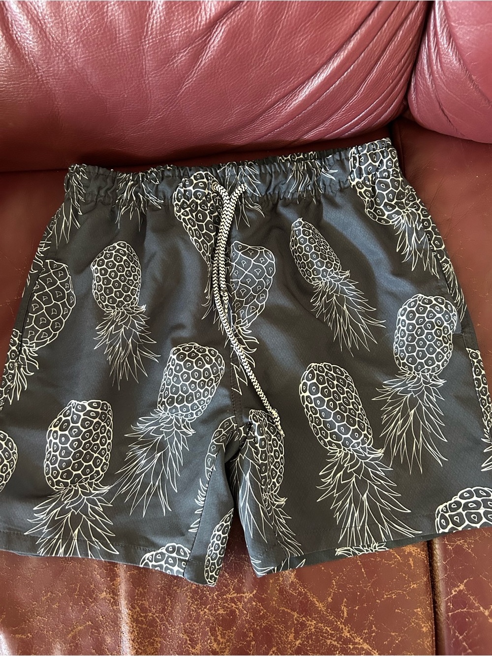Men’s - Black Pineapple Print Swim Shorts - Size S